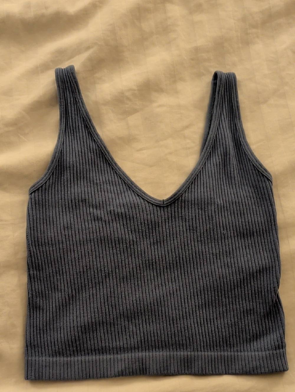 Free People Ribbed V-Neck Crop Tank - Blue